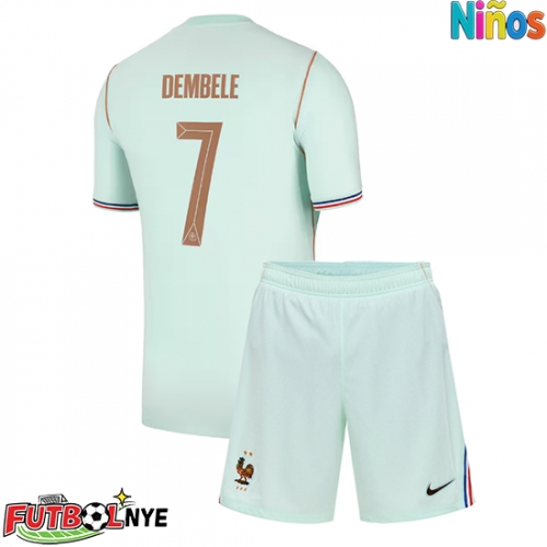 Camiseta Francia Ousmane Dembele #7 Visitante Equipación para niños Mundial 2026 manga corta (+ pantalones cortos)